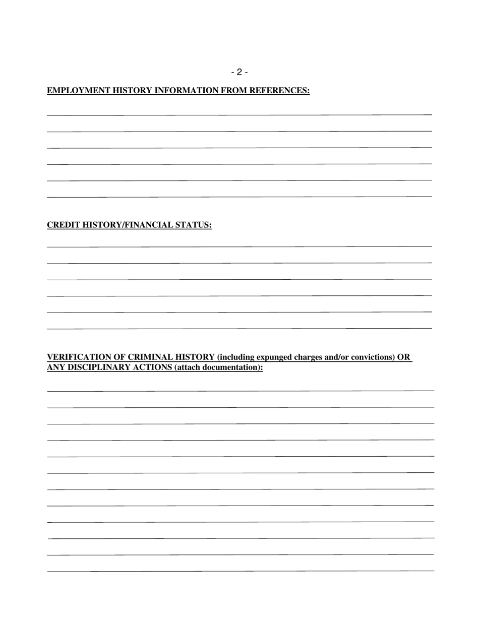 Form F-8 Summary of Background Investigation - North Carolina, Page 2