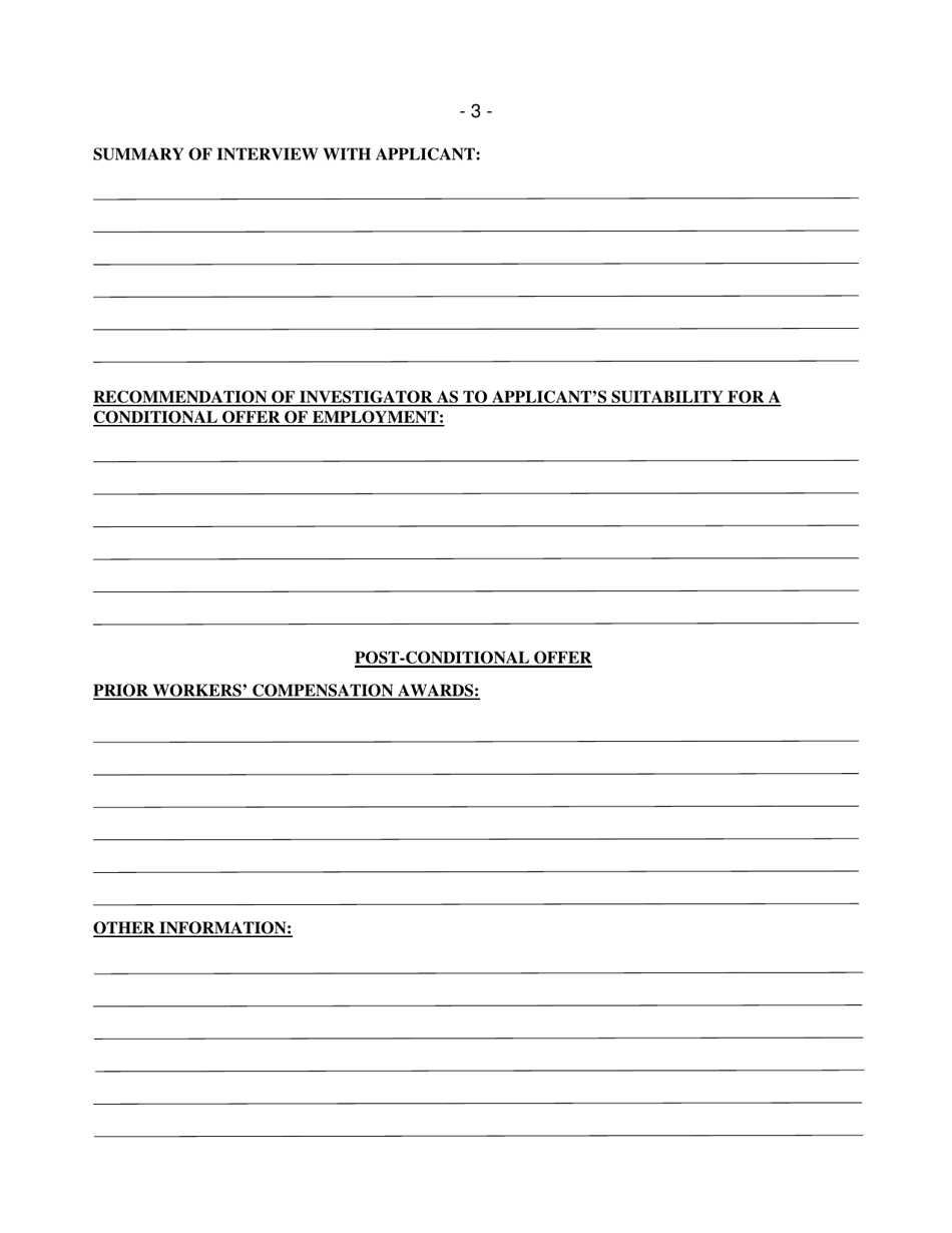 Form F-8 Summary of Background Investigation - North Carolina, Page 3