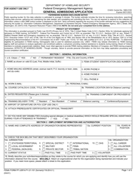 Document preview: FEMA Form FF-USFA-FY-21-101 General Admissions Application