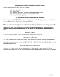 Commercial Certification Special Event Exam Application - Tennessee, Page 2