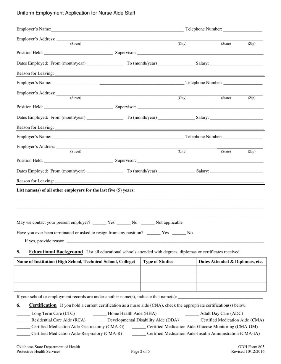 ODH Form 805 - Fill Out, Sign Online and Download Printable PDF ...