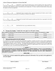ODH Form 805 Uniform Employment Application for Nurse Aide Staff - Oklahoma, Page 6