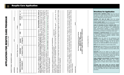 Application for Respite Care Program - South Dakota, Page 2