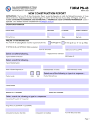 Form PS-48 New Construction Report - Texas