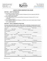 Form ABC-800 Liquor License Ownership Disclosure - Kansas