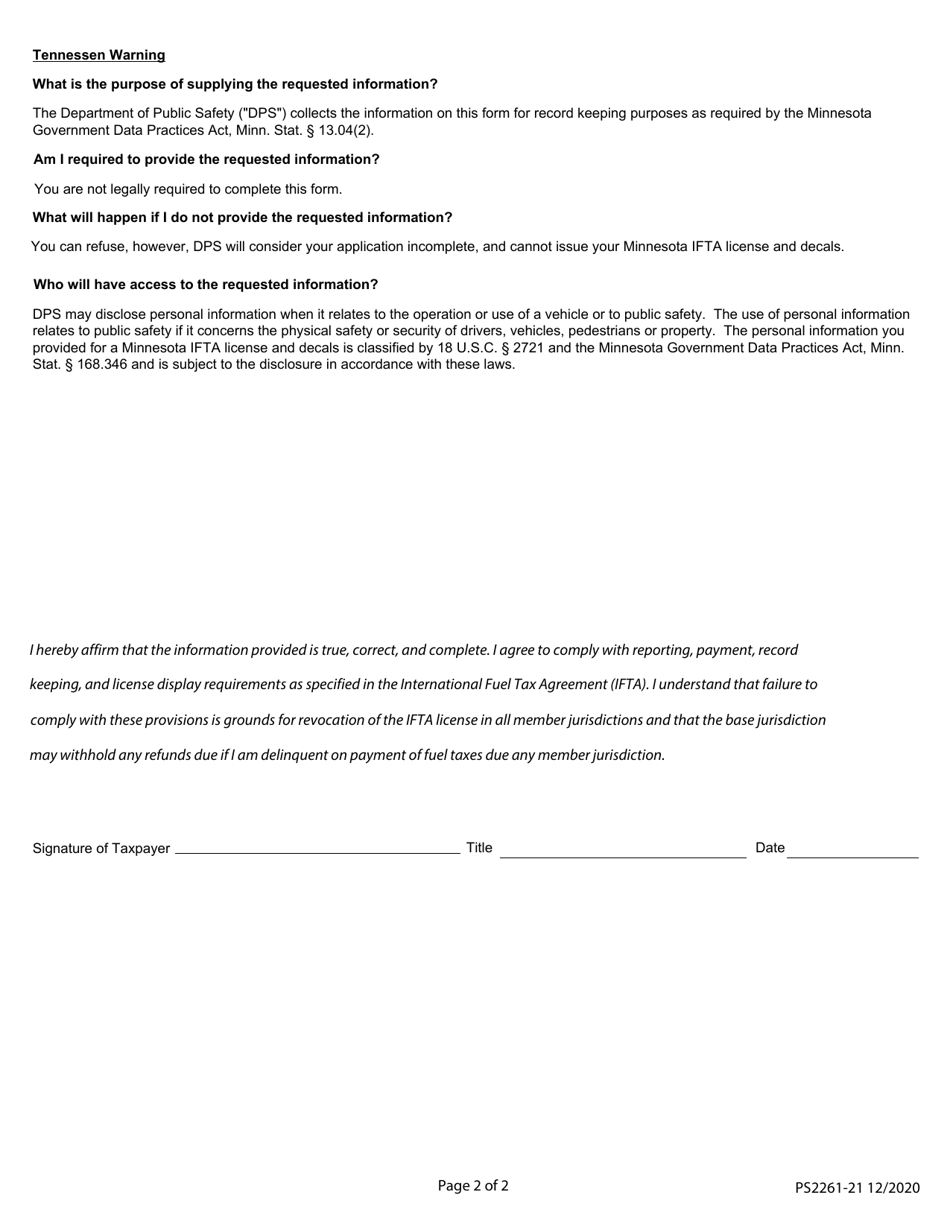 Form PS-2261 - Fill Out, Sign Online and Download Fillable PDF ...