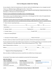 Document preview: Form to Request a State Fair Hearing - Utah
