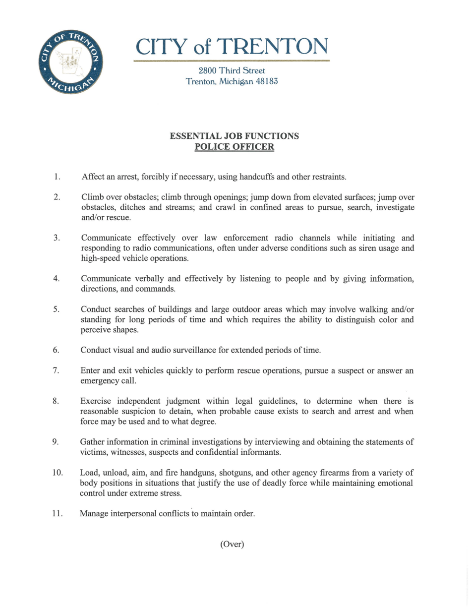 Application for Police Officer - City of Trenton, Michigan, Page 4
