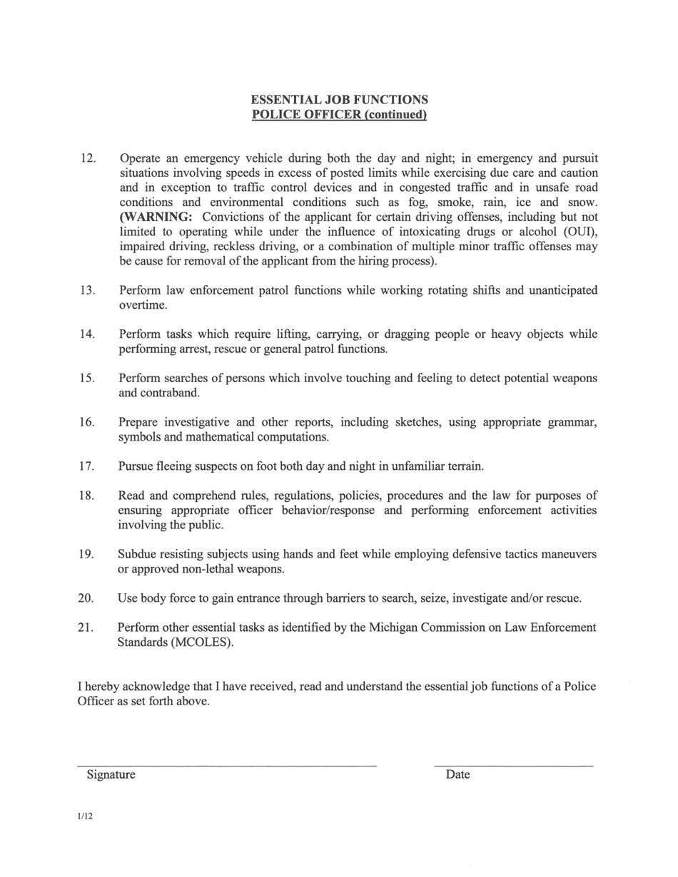 Application for Police Officer - City of Trenton, Michigan, Page 5