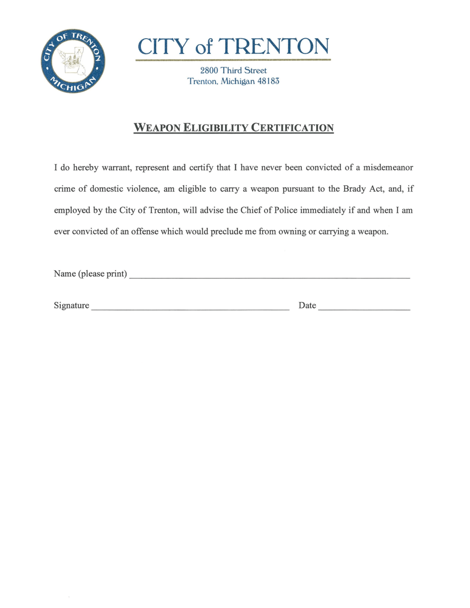 Application for Police Officer - City of Trenton, Michigan, Page 6