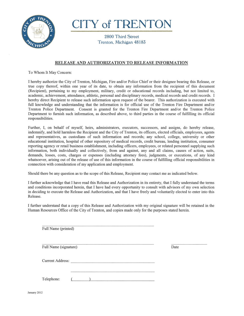 Application for Police Officer - City of Trenton, Michigan, Page 7