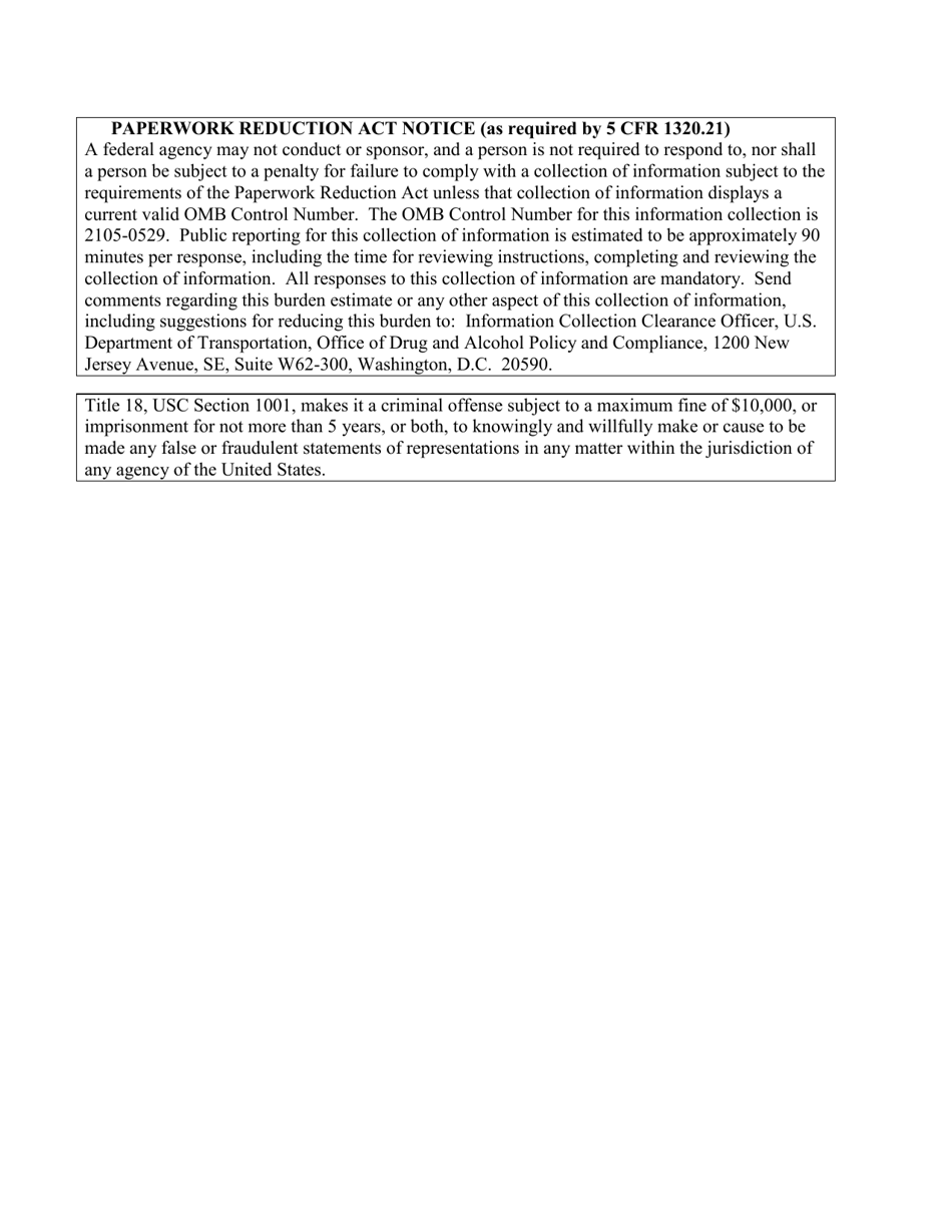 Form DOT F1385 Appendix H Drug and Alcohol Testing Mis Data Collection Form, Page 3