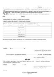 Form GC PF17.2 Affidavit of Mental Illness - Geauga County, Ohio, Page 2