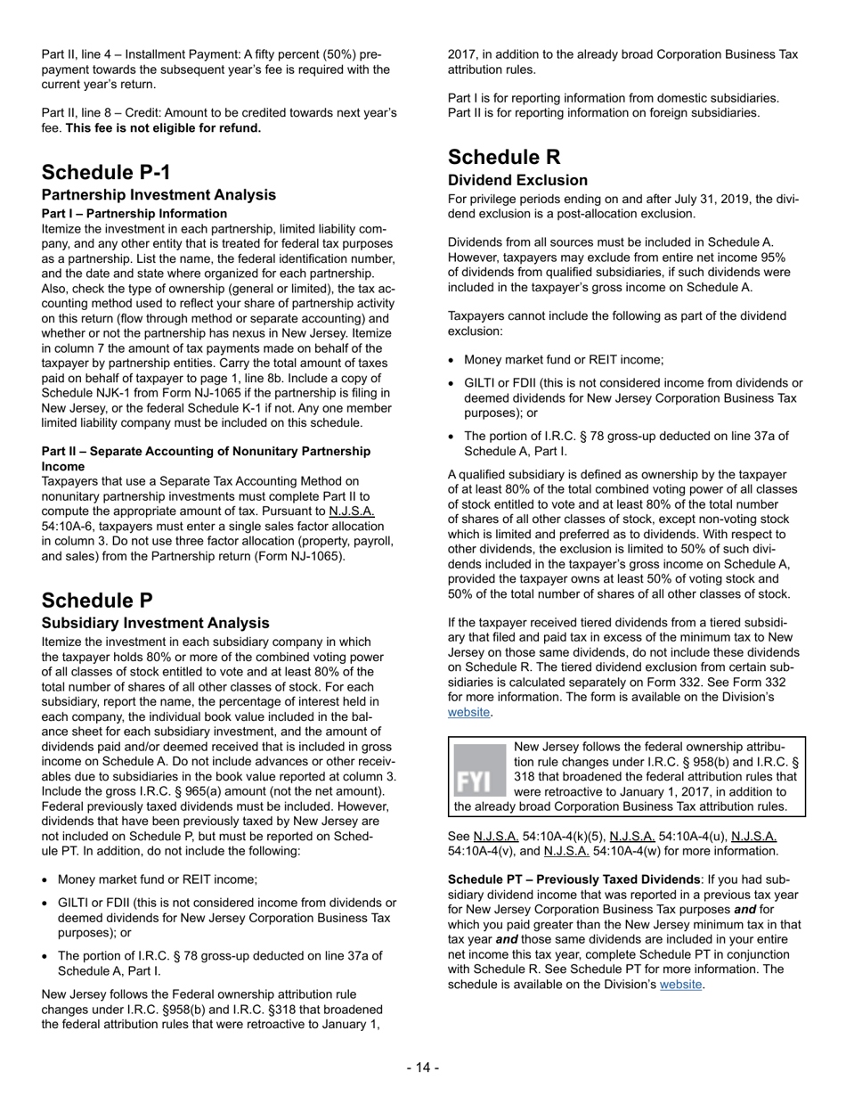 Instructions for Form CBT-100S New Jersey S Corporation Business Tax Return - New Jersey, Page 14