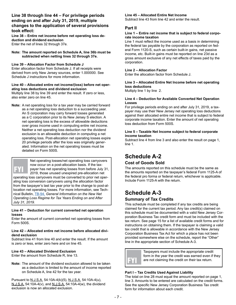 Instructions for Form CBT-100S New Jersey S Corporation Business Tax Return - New Jersey, Page 7