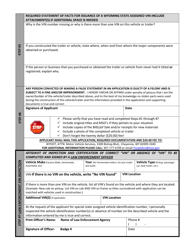 Form MV-401 Application for Assignment of Special Vehicle Identification Number (Vin) - Wyoming, Page 2