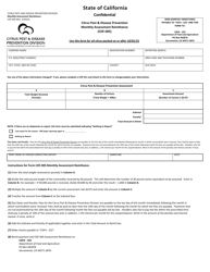 Form CDF-005 Citrus Pest and Disease Prevention Monthly Assessment Remittance - California