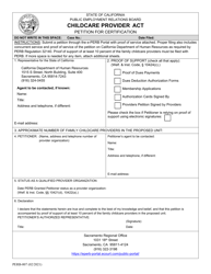 Form PERB-007 Petition for Certification - Childcare Provider Act - California