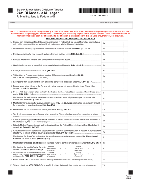 Schedule M 2021 Printable Pdf