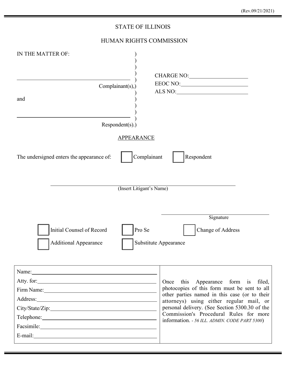 Appearance Form - Illinois, Page 1