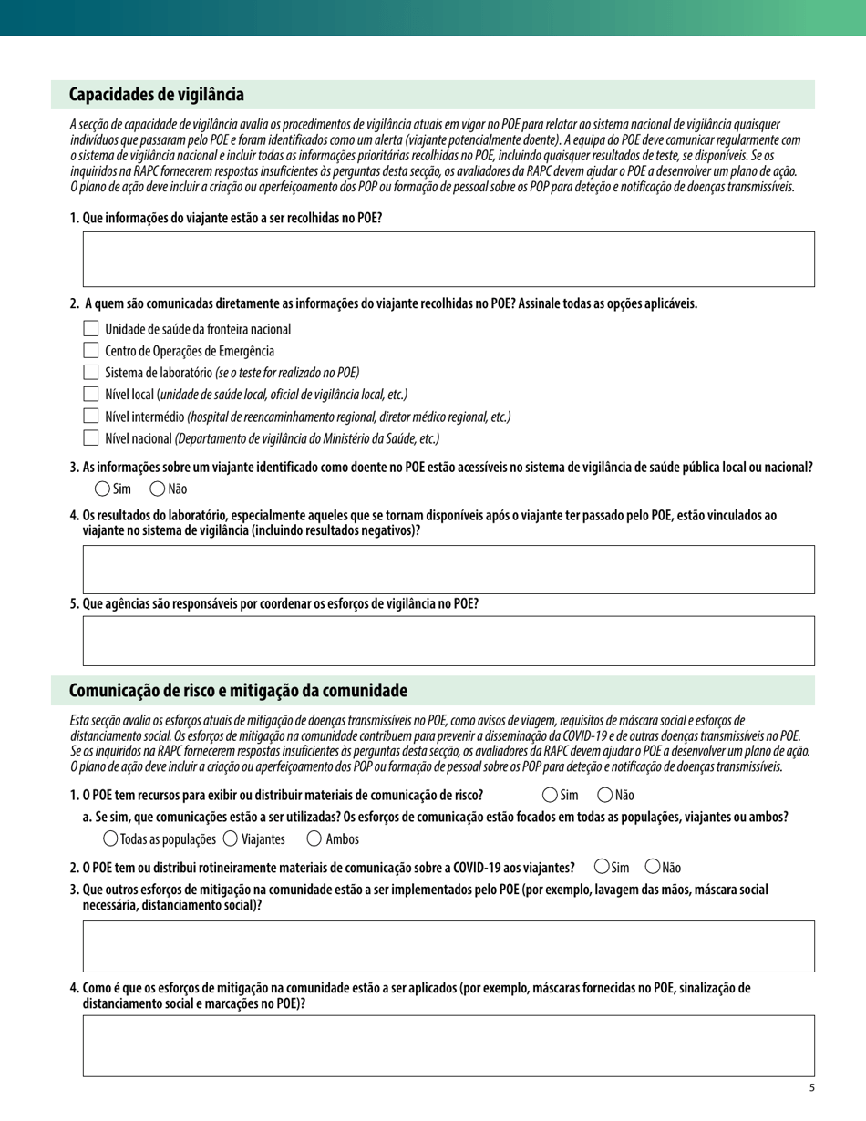Form CS322038-E Covid-19 Rapid Assessment of Poe Capacity (Portuguese), Page 5
