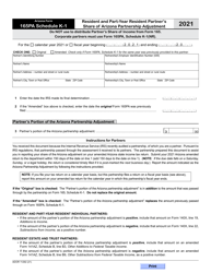 Document preview: Arizona Form 165PA (ADOR11292) Schedule K-1 Resident and Part-Year Resident Partner's Share of Arizona Partnership Adjustment - Arizona, 2021