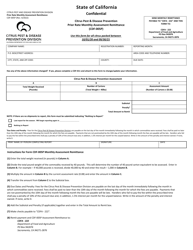 Form CDF-005P Citrus Pest &amp; Disease Prevention Prior Rate Monthly Assessment Remittance - California
