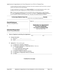 Application for Appointment of a Court Interpreter in a Civil or Criminal Case - Iowa