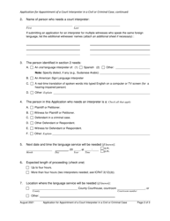Application for Appointment of a Court Interpreter in a Civil or Criminal Case - Iowa, Page 2