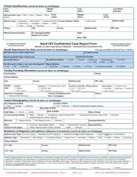 Document preview: Adult HIV Confidential Case Report Form - Kentucky