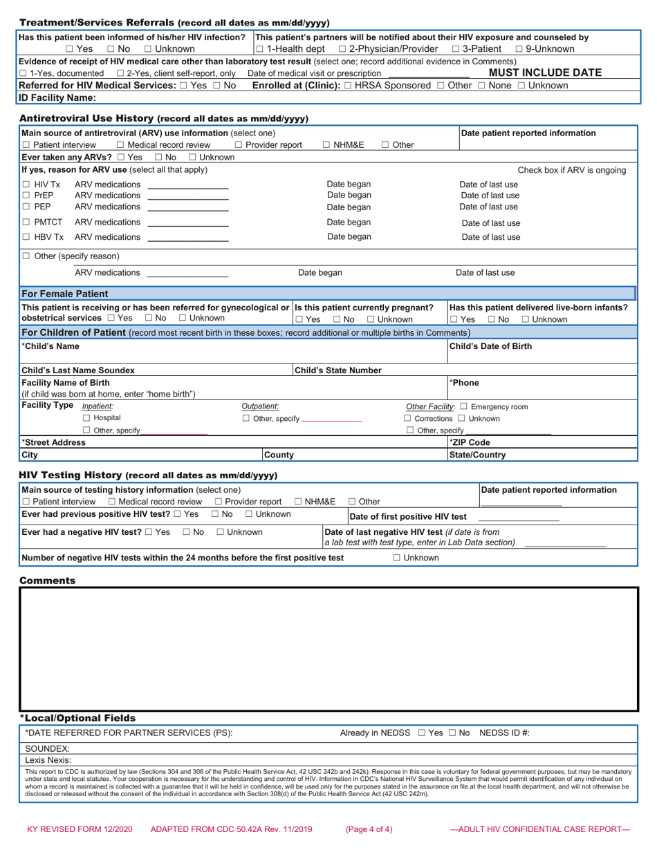 Kentucky Adult HIV Confidential Case Report Form - Fill Out, Sign ...