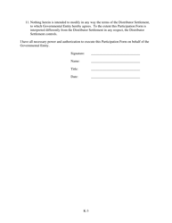 Exhibit K Subdivision Settlement Participation Form - Vermont, Page 3