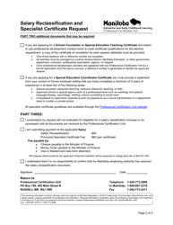 Salary Reclassification and Specialist Certificate Request - Manitoba, Canada, Page 2
