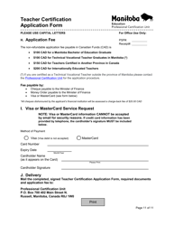 Teacher Certification Application Form - Manitoba, Canada, Page 11