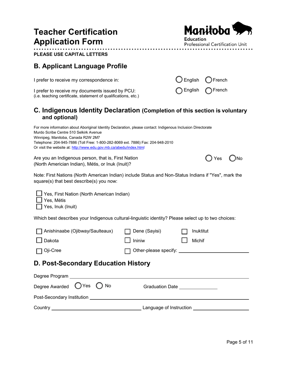 Manitoba Canada Teacher Certification Application Form Fill Out Sign Manitoba Canada Teacher Certification Application Form Fill Out Sign