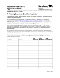 Teacher Certification Application Form - Manitoba, Canada, Page 7