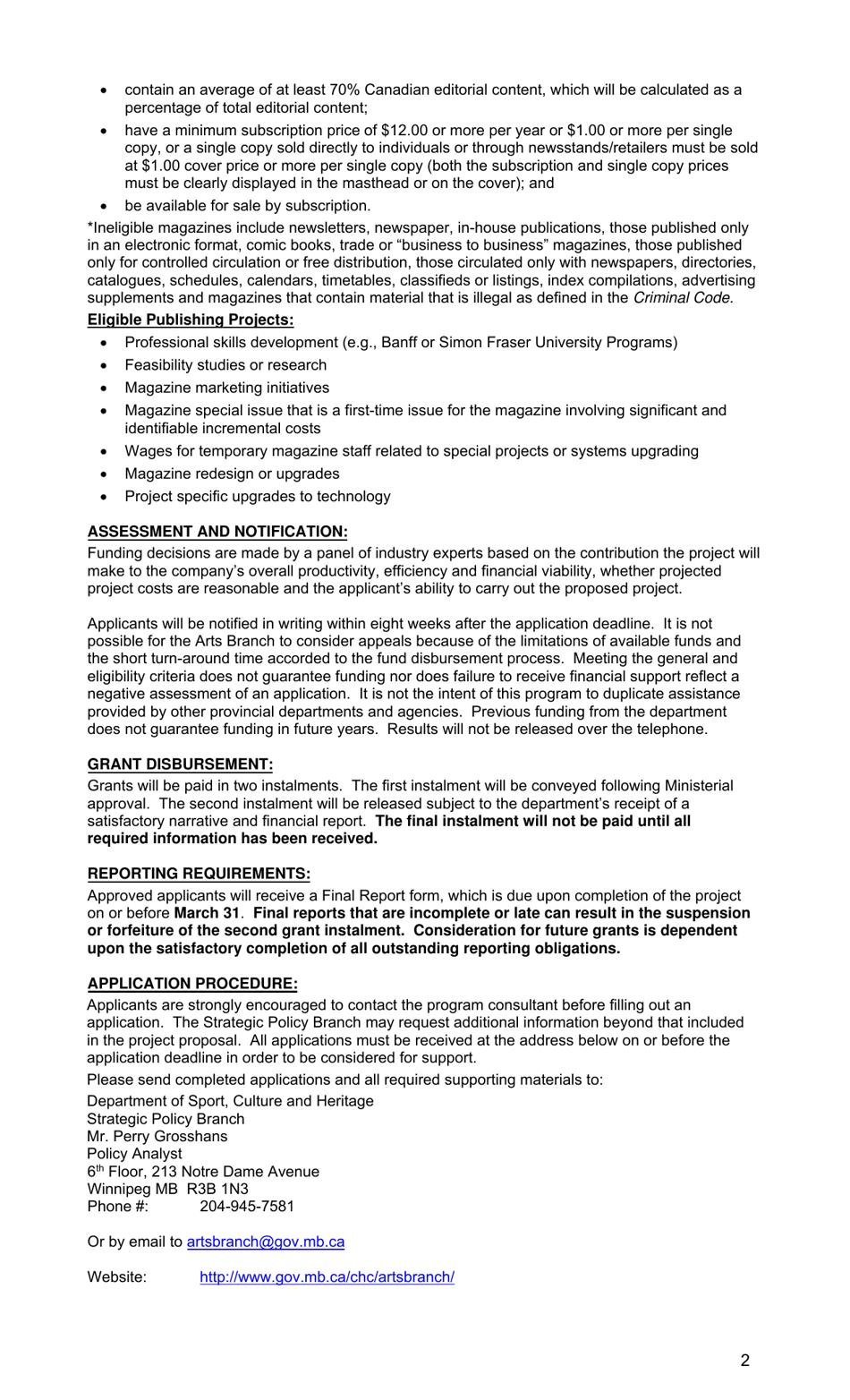 Publisher Project Support - Application - Manitoba, Canada, Page 2