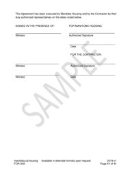 Form FOR-30A Contract Caretaker Service Agreement - Sample - Manitoba, Canada, Page 11