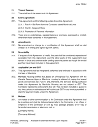 Form FOR-30A Contract Caretaker Service Agreement - Sample - Manitoba, Canada, Page 9