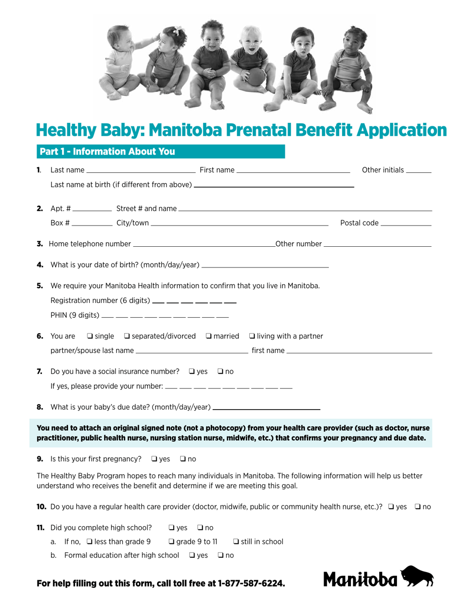 Manitoba Canada Healthy Baby: Manitoba Prenatal Benefit Application ...