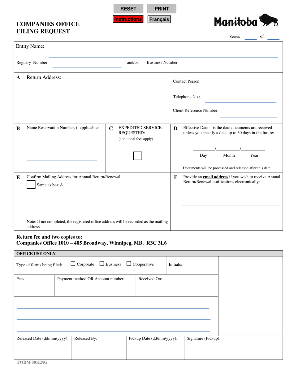 Form 4 Change of Registrants - Manitoba, Canada, Page 1