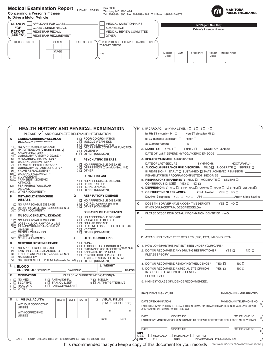 Manitoba Canada Medical Examination Report Fill Out Sign Online And   Medical Examination Report Manitoba Canada Print Big 