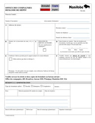Forme 1 Enregistrement D&#039;un Nom Commercial - Manitoba, Canada (French)