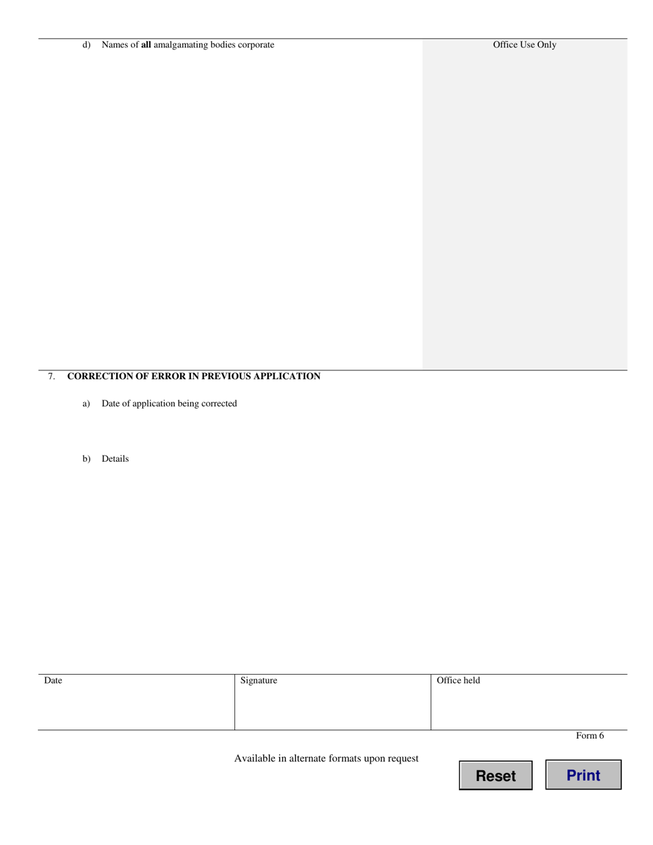 Form 6 Application for Supplementary Certificate of Registration - Manitoba, Canada, Page 3