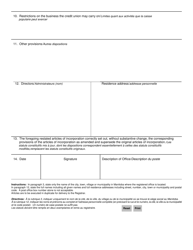 Form 7 Restated Articles of Incorporation - Credit Unions - Manitoba, Canada (English/French), Page 4