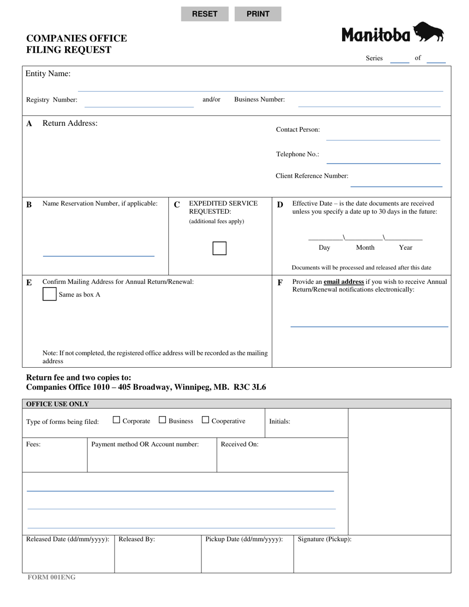Application for Cancellation of Registration - Manitoba, Canada, Page 1