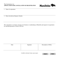 Application for Cancellation of Registration - Manitoba, Canada, Page 2