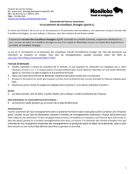 Demande De Licence Autorisant Le Recrutement De Travailleurs Etrangers - Manitoba, Canada (French)