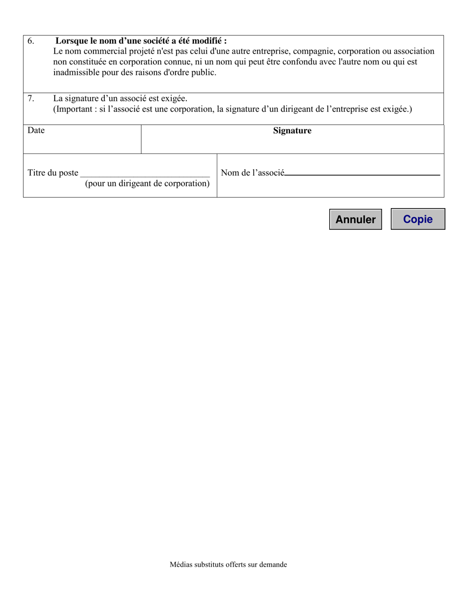 Modifications Apportees a Une Societe En Nom Collectif a Responsabilite Limitee - Manitoba, Canada (French), Page 3