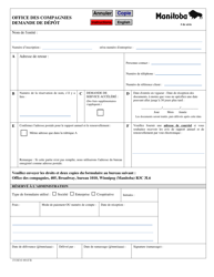 Document preview: Forme 5 Demande D'enregistrement - Manitoba, Canada (French)